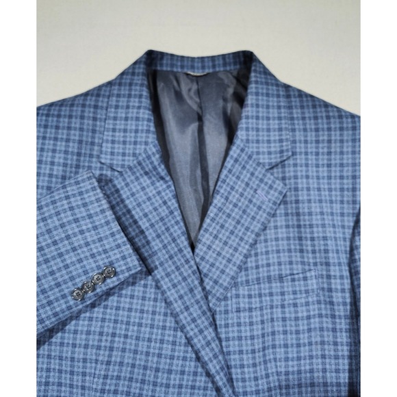 Oak Hill Sport Coat Blazer Jacket Mens 50/52R Plaid Blue Two Button  2XL - Picture 3 of 13